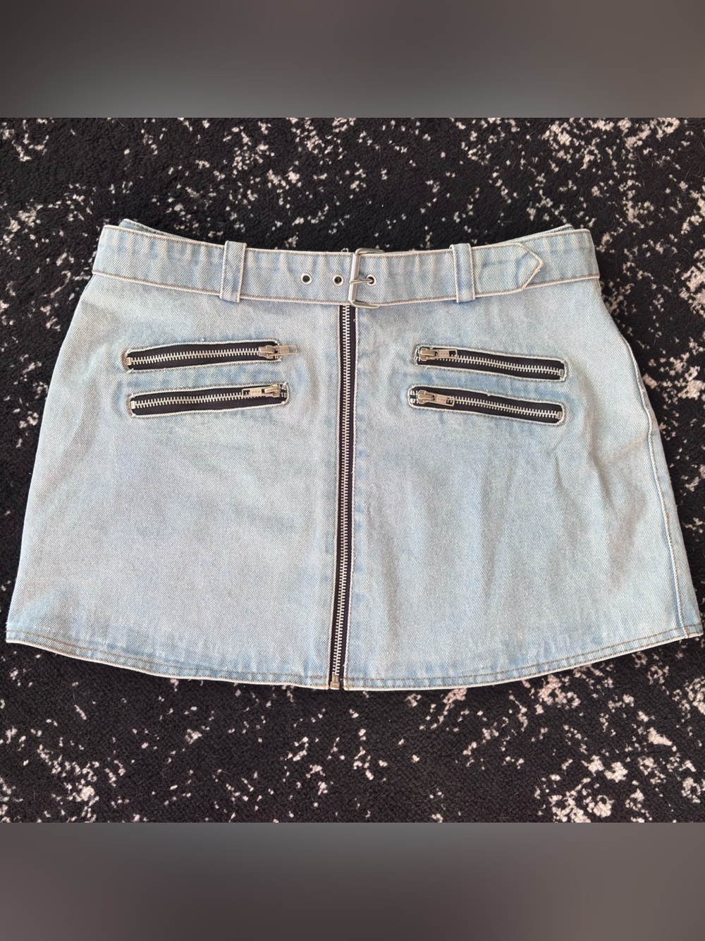 Understated Leather Roxanne Denim Zipper Moto Skirt Small